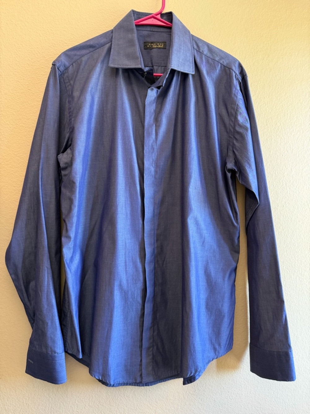 Zara Man Indigo Blue Long Sleeve Dress Shirt L Business Casual Professional